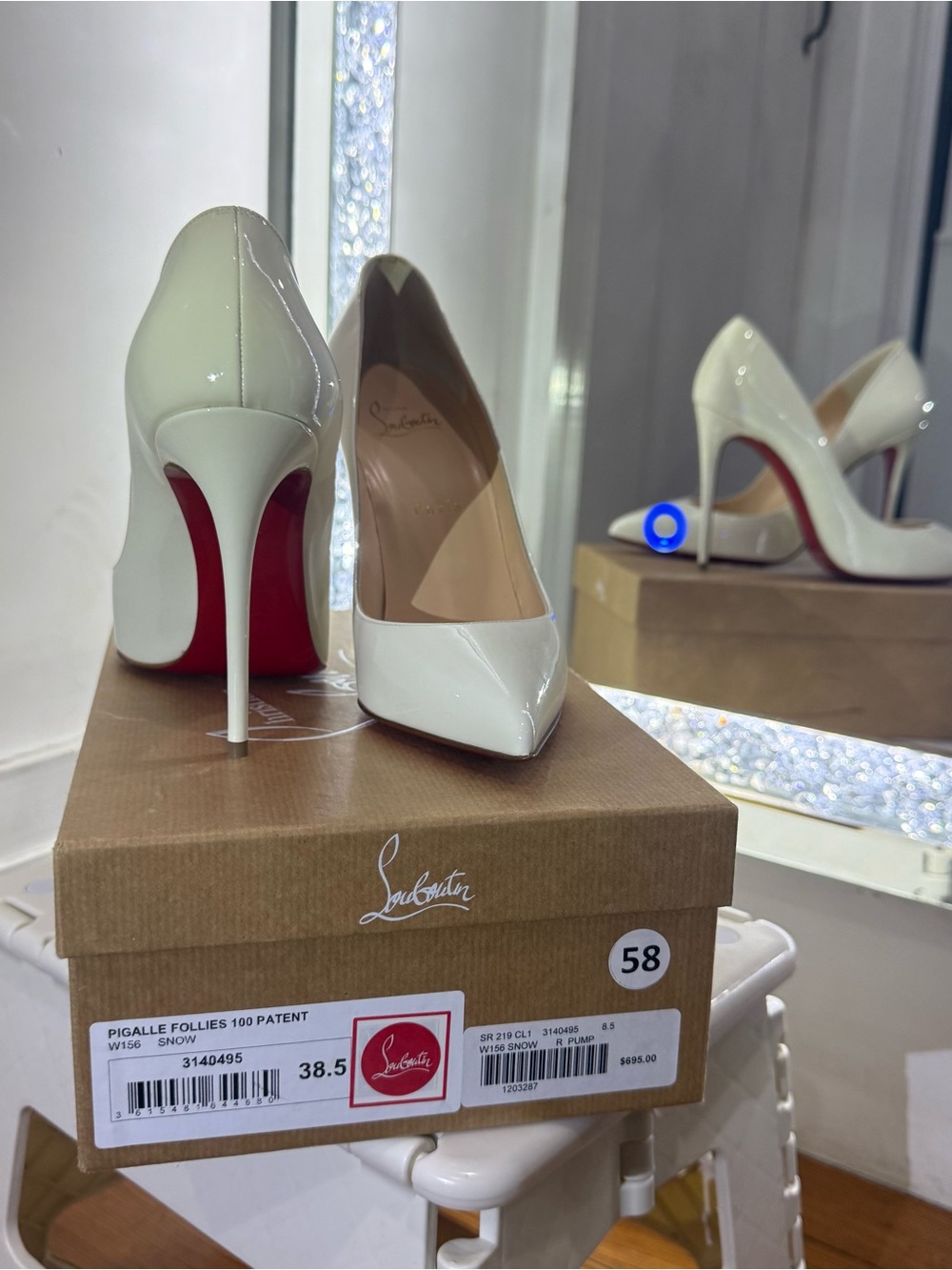 Christian Louboutin White Patent Pigalle Stiletto Pumps